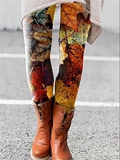economico -Per donna Normale Collant Leggings Leggings comodi Moda Designer Collant Lunghezza intera Misura del girovita medio Grafico Gatto Fiore / Floreale Stampato Sollevamento glutei Comodità Controllo