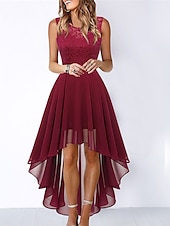 cheap Formal Dresses-Women&#039;s Cocktail Party Dress Lace Dress Swing Dress Long Dress Maxi Dress Black Pink Wine Sleeveless Pure Color Lace Fall Spring Summer Crew Neck Fashion 2023 S M L XL XXL 3XL
