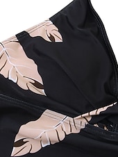 abordables Tankinis-Maillots de Bain Tankini 2 pièces Robe de Bain Maillot de bain Femme Licou 2 Pièces Maillots de bain modestes Dos ouvert Imprimé Feuilles Grande Taille Licou Col en V Maillots de bain nouveau
