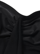 halpa Tankini-uimapuvut-Naisten Normaali Uima-asut Tankini 2 kpl Uimapuku 2-osainen Vaatimattomat uimapuvut Bandeau Olkaimeton Loma Ranta-asut Yhtenäinen väri Olkaimellinen Hihaton Uimapuvut