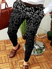 halpa Chinot-Miesten Housut Kiinalainen Hölkkähousut Ruudulliset mekkohousut Tilkkutäkki Vetoketju Tasku Ruutukuvio liiketoiminta Kausaliteetti Housut Smart Casual Ohut Musta Mikrojoustava