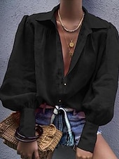 Femme Chemise Chemisier Plein Vêtement de rue Décontractées manche longue Col de Chemise Hauts réguliers Bureau Travail Entreprise Boutons Noir Blanche Rose Claire Orange Vert Printemps Automne abordables Chemises et blouses-Femme Chemise Chemisier Plein Vêtement de rue Décontractées manche longue Col de Chemise Hauts réguliers Bureau Travail Entreprise Boutons Noir Blanche Rose Claire Orange Vert Printemps Automne