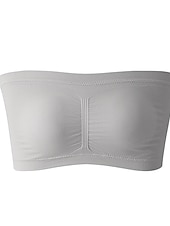 olcso Melltartók-női bandeau melltartó pánt nélküli cső felső sima bézs sztreccs kényelmes puha légáteresztő fehérnemű tavaszi nyár alkalmi napi láthatatlan könnyű varrat nélküli