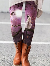 economico Leggings semplici-leggings da donna normali alla moda lunghezza intera vita media stampa zebra sfumata gatto comfort microelastico regali casual nero rosso viola fucsia slim