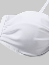 preiswerte Bikini-Sets-Damen Badeanzug Bikinis 2 Stück Cheeky-Bikinihose Bademode Rüschen 2 teilig Rückenfrei Sexy Strandbekleidung Sexy Glatt Einfarbig Trägerlos Ärmellos Badeanzüge