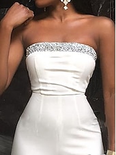 economico Jumpsuit-Tute eleganti per invitati a matrimoni e balli lunghezza a terra senza maniche senza spalline tessuto elasticizzato colore puro 2025
