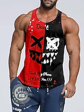  Men's Graphic Color Block Gothic Horror Tank Top Vest Funny T Shirts Sleeveless T Shirt for Men Sleeveless T shirt 3D Print Crew Neck Shirt Fashion Basic Classic Casual Daily Street Black Summer