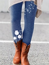 baratos -Mulheres Normal calças justas Leggings Moda Designer Collants Comprimento total Cintura Média Gato dandelion Imprimir Compressão abdominal Butt Lift Conforto Micro-Elástica dia das Bruxas Casual