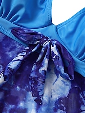 abordables Robes de bain-Maillots de bain pour femmes Robes de bain 2 pièces Maillot de bain Tankini coquin Halter 2 pièces Maillot de bain Modeste Robes de bain Push Up Dos ouvert Vacances Plage Détente Imprimé floral V Fil