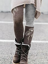 baratos -Mulheres Normal calças justas Leggings Moda Designer Collants Comprimento total Cintura Média Gato dandelion Imprimir Compressão abdominal Butt Lift Conforto Micro-Elástica dia das Bruxas Casual