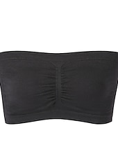olcso Melltartók-női bandeau melltartó pánt nélküli cső felső sima bézs sztreccs kényelmes puha légáteresztő fehérnemű tavaszi nyár alkalmi napi láthatatlan könnyű varrat nélküli