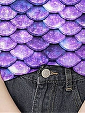 billiga Flickans 3D Vision &amp; Skinande-Flickor 3D Sjöjungfru T-shirt Kortärmad 3D-tryck Sommar Vår Aktiv Mode söt stil Polyester Barn 3-12 år Utomhus Dagligen Normal