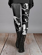 billiga Blommönster-Kvinnors leggings byxor mode tights hel längd midjehöjd blomma  floral tryck mage kontroll rumpa lyft komfort hög elastisitet vardag svart och grön svart  röd blå-blomma svart smal