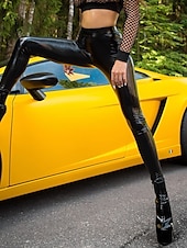cheap Women&#039;s Skinny Pants-Women&#039;s Normal Tights Simple Classic Style Ankle-Length High Waist Chinese Style Comfort Stretchy Party Work Club Black Wine Navy Blue Dark Green Spring, Fall, Winter, Summer Skinny