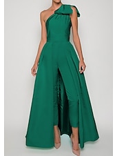 economico Abiti da sposa-Tute Abito da Sera Elegant Formal Ospite di Matrimonio Lungo Fino a Terra Senza Maniche Spalla Unica Tessuto Elasticizzato con Fiocco(e) Pieghe Gonna Sovrapposta