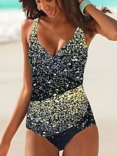cheap One-piece swimsuits-Women&#039;s Plus Size Swimwear One Piece Bathing Suits Cheeky Swimsuit Ruched Tummy Control Beach Wear Ombre Gradient Color Sleeveless Bathing Suits