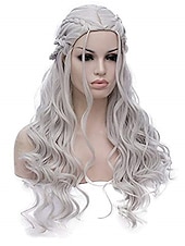 Cosplay Wigs Blonde Silver Curly Synthetic Hair Long Wigs Women's Wigs For Party