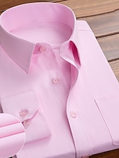 preiswerte Businesshemden für Herren-Herren Oberhemd Hemden mit französischen Manschetten Kragenhemd Knopfhemd Wellen Hochzeit Arbeit Schwarz Weiß Rosa Marineblau Langarm Umlegekragen Ganzjährig Bekleidung Button-Down