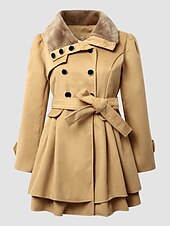 preiswerte Wintermäntel-Damen Mantel Freizeitjacke Täglich Valentinstag Winter Herbst Frühling Lang Mantel Regular Fit warm halten Klassisch &amp; Zeitlos Elegant und luxuriös Jacken Langarm Feste Farbe Mit Gürtel Kamel Rote