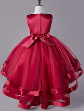cheap Party Dresses-Kids Girls&#039; Dress Sequin Sleeveless Wedding Party Festival Sequins Bow Princess Sweet Cotton Polyester Midi Flower Girl&#039;s Dress Summer 4-13 Years Red Green