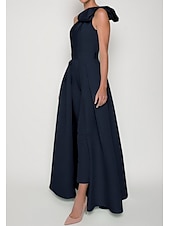 economico Abiti da sposa-Tute Abito da Sera Elegant Formal Ospite di Matrimonio Lungo Fino a Terra Senza Maniche Spalla Unica Tessuto Elasticizzato con Fiocco(e) Pieghe Gonna Sovrapposta