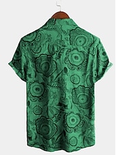 voordelige Vintage overhemd-Voor heren Vissen Overhemd Boho-shirt Overhemd met knopen Korte mouw Ontwerper Basic Boho Dagelijks Strand Klassieke boord Afdrukken Rood blauw Bruin Groen