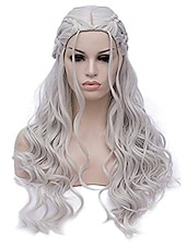  Cosplay Wigs Blonde Silver Curly Synthetic Hair Long Wigs Women's Wigs For Party