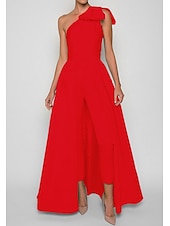 economico Abiti da sposa-Tute Abito da Sera Elegant Formal Ospite di Matrimonio Lungo Fino a Terra Senza Maniche Spalla Unica Tessuto Elasticizzato con Fiocco(e) Pieghe Gonna Sovrapposta