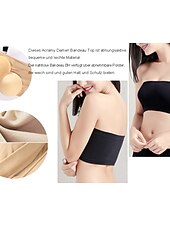 olcso Melltartók-női bandeau melltartó pánt nélküli cső felső sima bézs sztreccs kényelmes puha légáteresztő fehérnemű tavaszi nyár alkalmi napi láthatatlan könnyű varrat nélküli