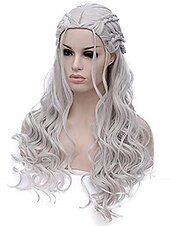  Cosplay Wigs Blonde Silver Curly Synthetic Hair Long Wigs Women's Wigs For Party