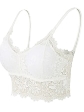 cheap Bras-Women&#039;s Lace Bras Sheer Bras 3/4 Cup V Neck Push Up Lace Pure Color Pull-On Closure Date Valentine&#039;s Day Casual Daily Nylon Sexy 1PC White Black / Bras &amp; Bralettes / 1 PC Home Outfits