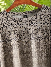 abordables T-shirt Boho-T-Shirt pour femmes streetwear décontracté imprimé manches longues tops réguliers col rond quotidien week-end bleu violet vert khaki printemps automne