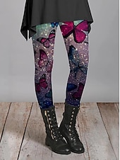 billiga Blommönster-Kvinnors leggings byxor mode tights hel längd midjehöjd blomma  floral tryck mage kontroll rumpa lyft komfort hög elastisitet vardag svart och grön svart  röd blå-blomma svart smal