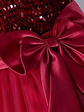 cheap Party Dresses-Kids Girls&#039; Dress Sequin Sleeveless Wedding Party Festival Sequins Bow Princess Sweet Cotton Polyester Midi Flower Girl&#039;s Dress Summer 4-13 Years Red Green