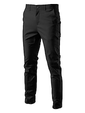 economico Chino-pantaloni cargo da uomo elastico in vita tasche multiple pantaloni a tutta lunghezza casual anelastico tinta unita sport all&#039;aria aperta vita media verde militare nero kaki blu navy s m l xl xxl
