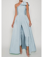 economico Abiti da sposa-Tute Abito da Sera Elegant Formal Ospite di Matrimonio Lungo Fino a Terra Senza Maniche Spalla Unica Tessuto Elasticizzato con Fiocco(e) Pieghe Gonna Sovrapposta