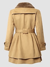 preiswerte Wintermäntel-Damen Mantel Freizeitjacke Täglich Valentinstag Winter Herbst Frühling Lang Mantel Regular Fit warm halten Klassisch &amp; Zeitlos Elegant und luxuriös Jacken Langarm Feste Farbe Mit Gürtel Kamel Rote