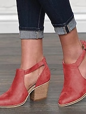 baratos Botas de tornozelo-Botas femininas de camurça bege com recorte no tornozelo e salto bloco - perfeitas para passeios casuais, moda primavera e outono e uso diário elegante