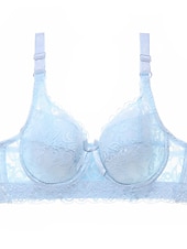 baratos Sutiãs &amp; Bralettes-sutiãs de renda femininos sutiãs acolchoados sutiãs com aro alças removíveis 3/4 xícara decote em v respirável push up renda cor pura gancho&amp;amp;data do olho dia dos namorados casual diário sexy 1