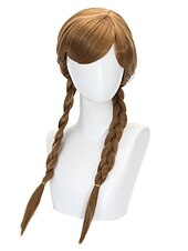 economico Parrucche di Coppia-Parrucche Anna parrucca intrecciata doppia cosplay lunga parrucca marrone per donne ragazze festa parrucche di Halloween