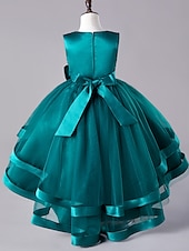 cheap Party Dresses-Kids Girls&#039; Dress Sequin Sleeveless Wedding Party Festival Sequins Bow Princess Sweet Cotton Polyester Midi Flower Girl&#039;s Dress Summer 4-13 Years Red Green