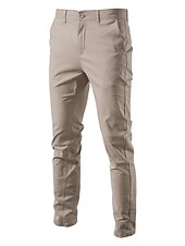 economico Chino-pantaloni cargo da uomo elastico in vita tasche multiple pantaloni a tutta lunghezza casual anelastico tinta unita sport all&#039;aria aperta vita media verde militare nero kaki blu navy s m l xl xxl