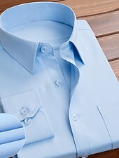 preiswerte Businesshemden für Herren-Herren Oberhemd Hemden mit französischen Manschetten Kragenhemd Knopfhemd Wellen Hochzeit Arbeit Schwarz Weiß Rosa Marineblau Langarm Umlegekragen Ganzjährig Bekleidung Button-Down