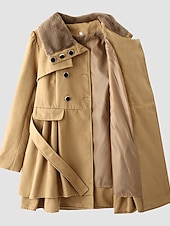 preiswerte Wintermäntel-Damen Mantel Freizeitjacke Täglich Valentinstag Winter Herbst Frühling Lang Mantel Regular Fit warm halten Klassisch &amp; Zeitlos Elegant und luxuriös Jacken Langarm Feste Farbe Mit Gürtel Kamel Rote