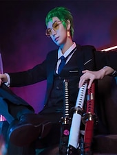 economico Parrucche di Coppia-un pezzo roronoa zoro parrucche breve roronoa zoro un pezzo parrucche verde cosplay capelli sintetici anime del partito sintetico di halloween
