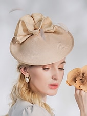 Недорогие Фасцинаторы-шляпа дерби в стиле Кентукки, элегантные пасторальные повязки на голову из абаки с рюшами/вечерний/чаепитие/головной убор с чашкой Мельбурна