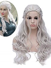  Cosplay Wigs Blonde Silver Curly Synthetic Hair Long Wigs Women's Wigs For Party