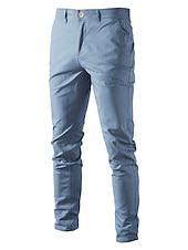 economico Chino-pantaloni cargo da uomo elastico in vita tasche multiple pantaloni a tutta lunghezza casual anelastico tinta unita sport all&#039;aria aperta vita media verde militare nero kaki blu navy s m l xl xxl