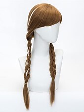 economico Parrucche di Coppia-Parrucche Anna parrucca intrecciata doppia cosplay lunga parrucca marrone per donne ragazze festa parrucche di Halloween