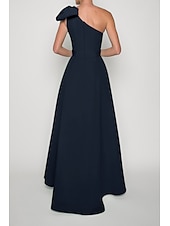 economico Abiti da sposa-Tute Abito da Sera Elegant Formal Ospite di Matrimonio Lungo Fino a Terra Senza Maniche Spalla Unica Tessuto Elasticizzato con Fiocco(e) Pieghe Gonna Sovrapposta